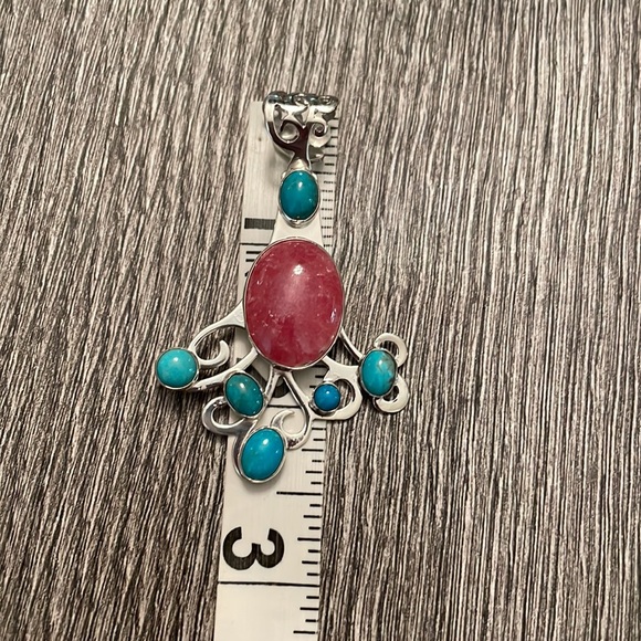 Pink and turquoise stone necklace - Picture 4 of 9